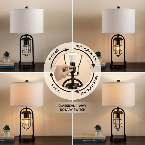 KAWOTI lantern-style modern table lamps enhancing living room decor.