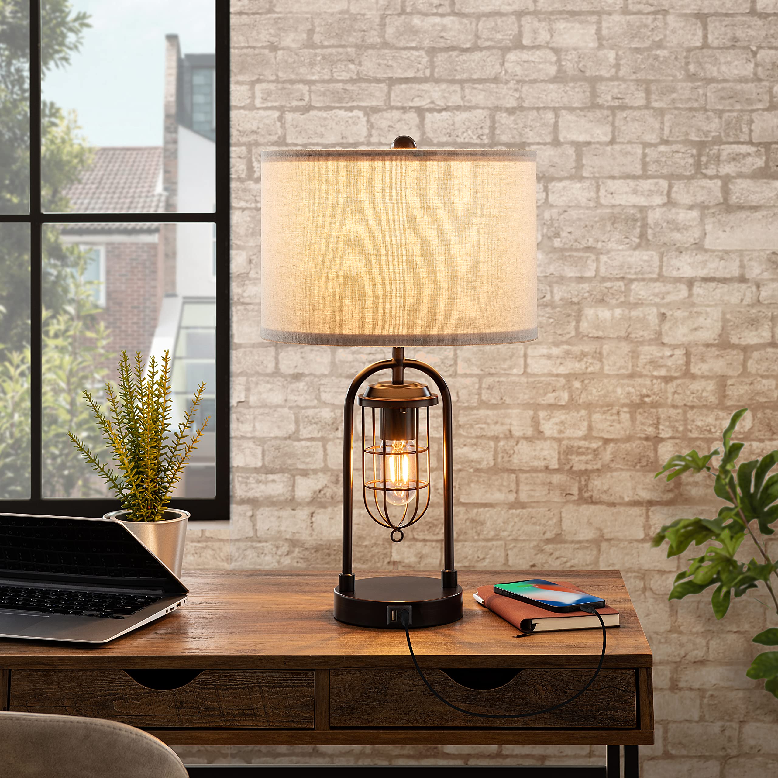 KAWOTI table lamps with night light option for cozy evenings.