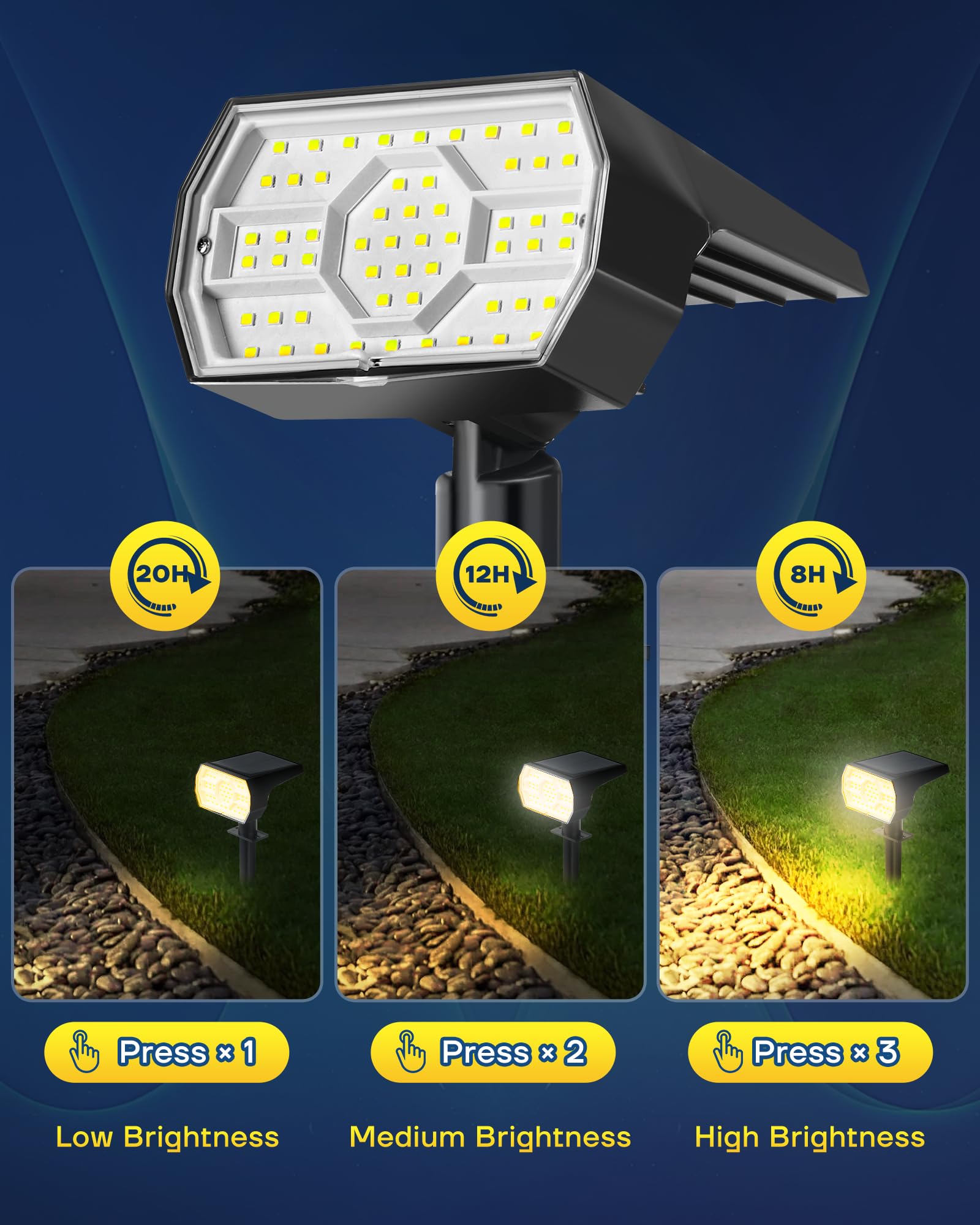 Kaxiida solar lights dusk-to-dawn brightness, ensuring porch and pathway visibility.