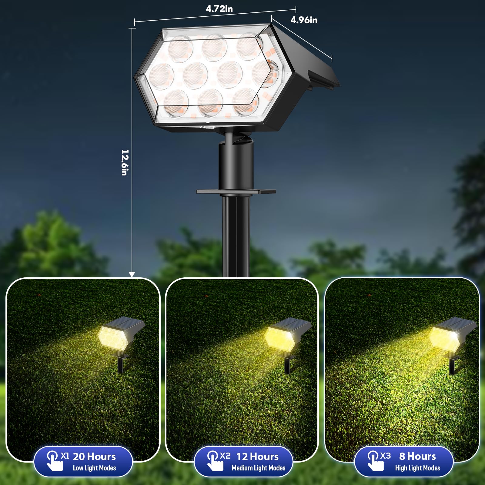 Kaxiida solar lights outdoor IP68 ground spike installation option