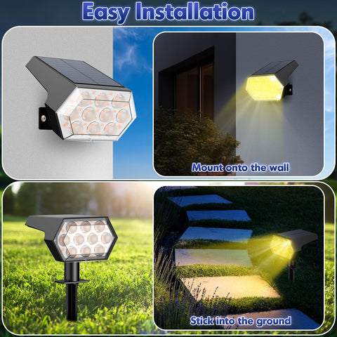 Kaxiida solar lights outdoor IP68 wall-mount bracket option