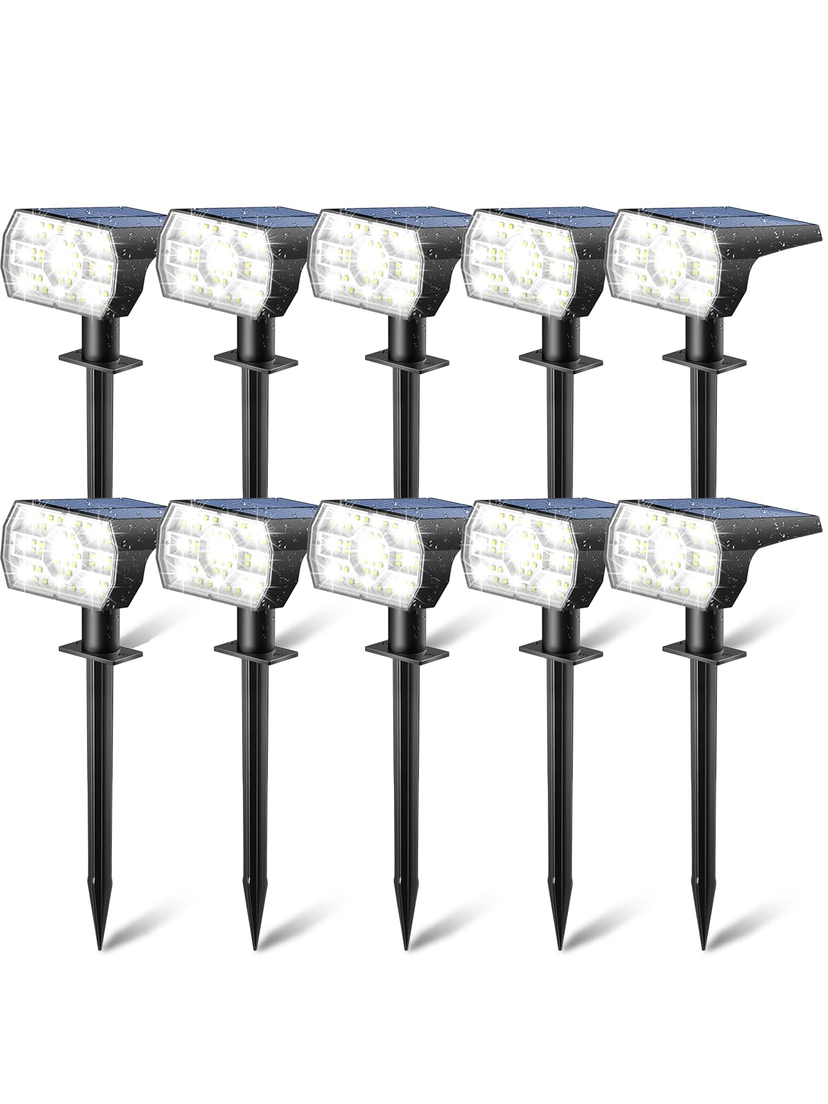 Kaxiida Solar Lights front view showing sleek design and pathway illumination.