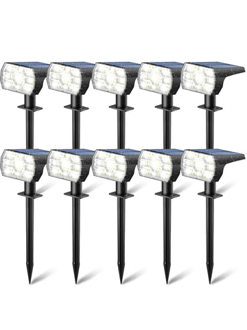 Kaxiida Solar Lights front view showing sleek design and pathway illumination.