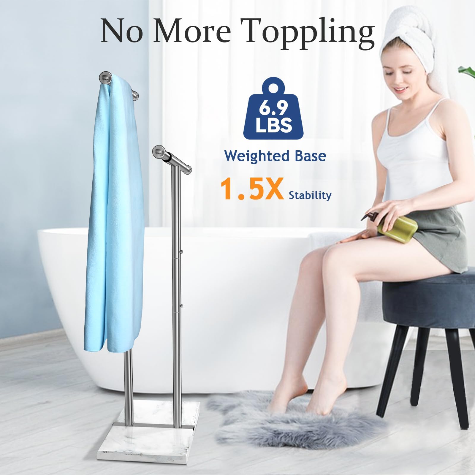 Kayfia adjustable-width towel rod demonstrating space-saving versatility