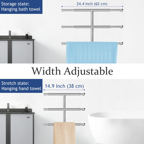 Kayfia towel rack with heavy marble base for added stability on wet floors.
