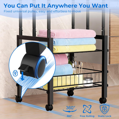 Kayfia towel rack demonstrates wide 4.9 inch spacing keeping towels dry and organized.