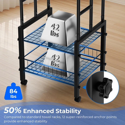 Kayfia 3-tier rack offers versatile storage for towels, blankets, and pool accessories.