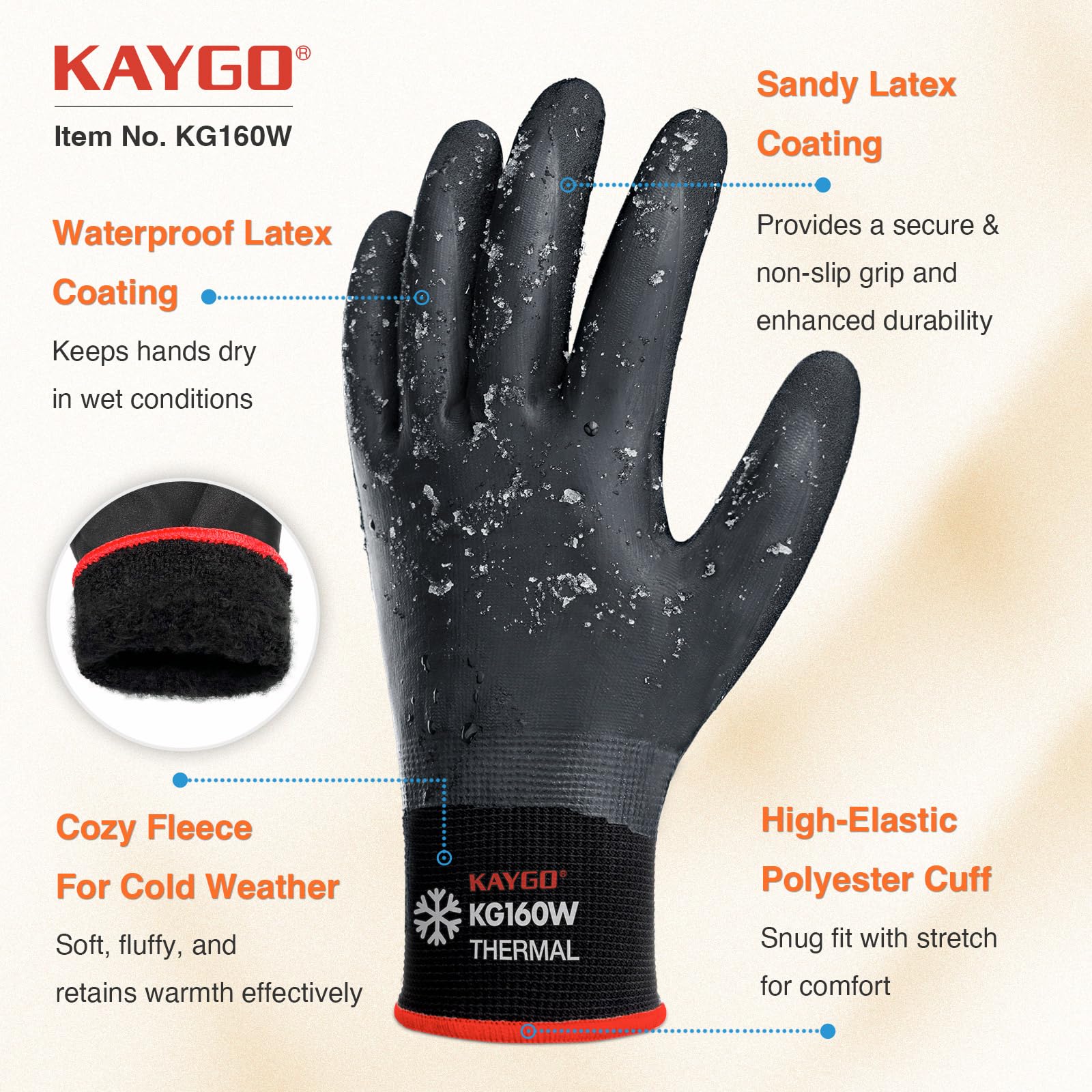 Kaygo Sandy-Latex Grip Glove improves grip on slippery loads.