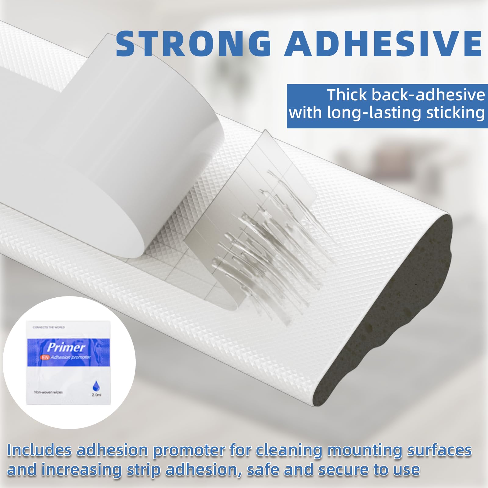 KAYLEINSTER adhesive backed strip easy to install on surfaces.