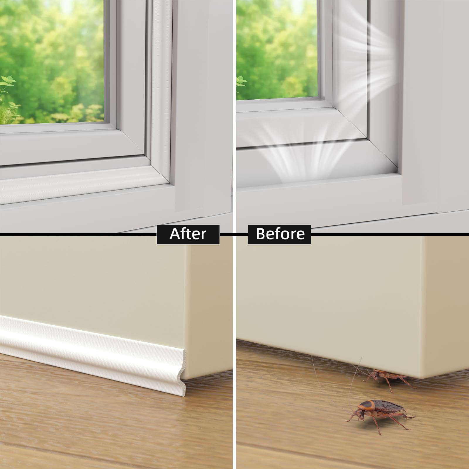Kayleinster self-adhesive draft stopper on a door frame for easy insulation.