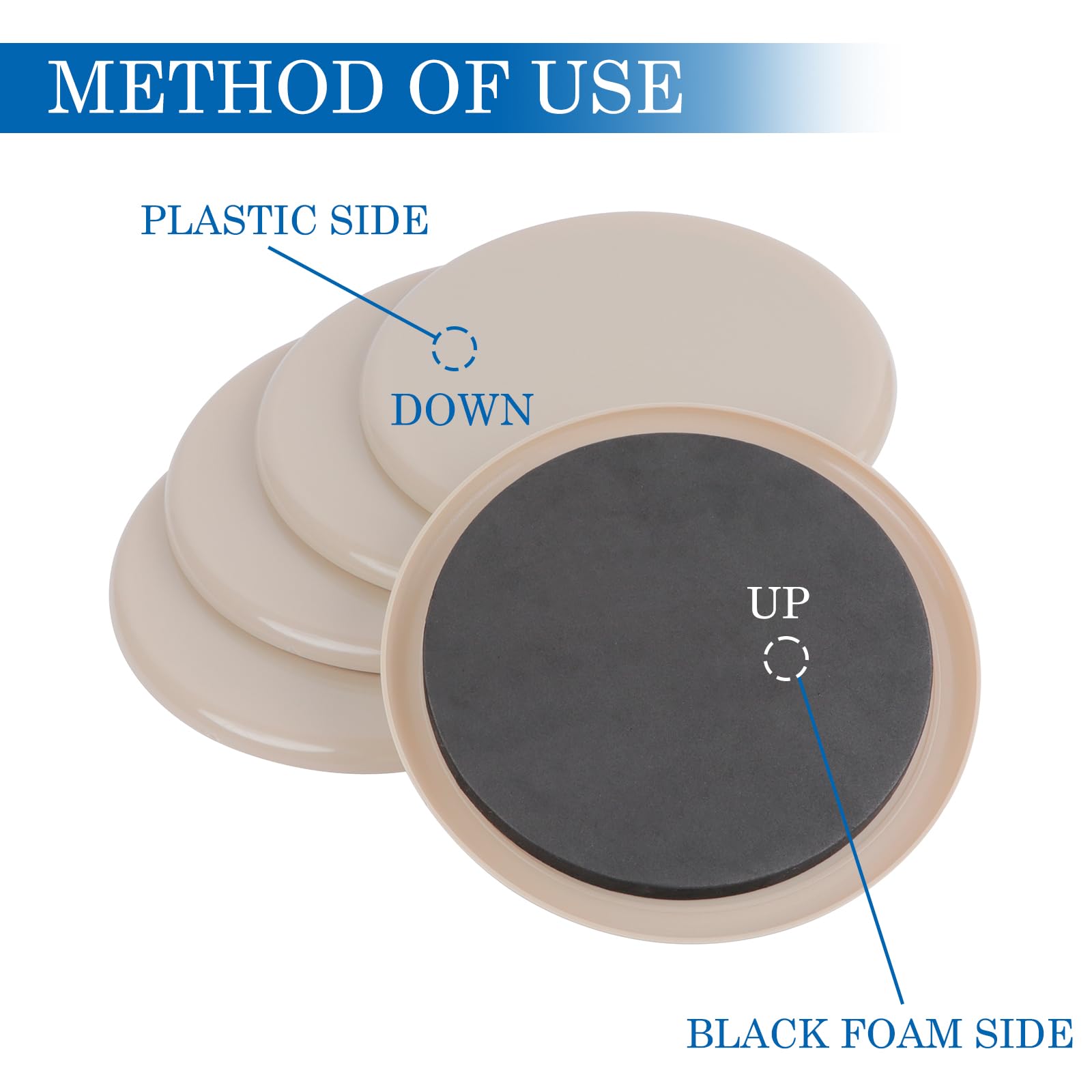 Kayzn 7-inch round sliders moving a dining table smoothly across carpet