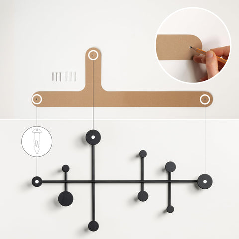 Kazai Sval install template demonstrates easy mounting with three screws.