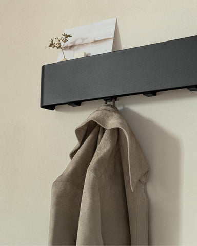 Top shelf on Kazai Tone coat rack for keys and small items.