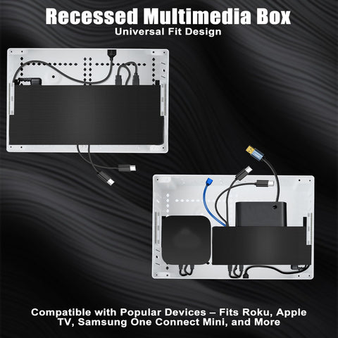 Kbiykuy 9 inch in-wall TV media box cover open for easy access
