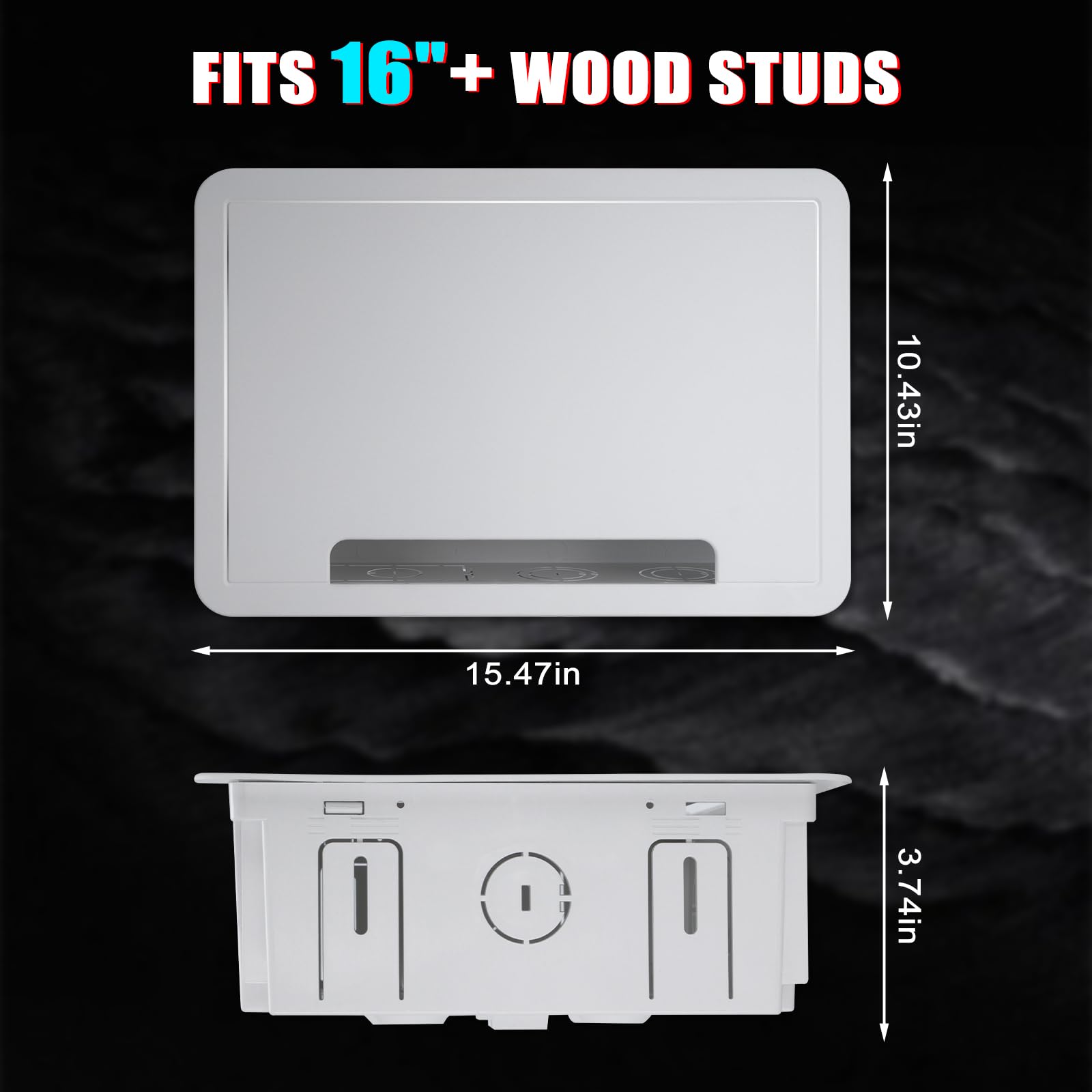 Kbiykuy 9 inch in-wall TV media box side view with slim profile for minimal wall impact