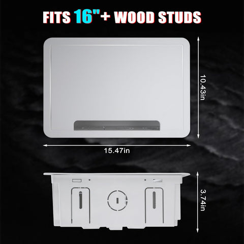 Kbiykuy 9 inch in-wall TV media box side view with slim profile for minimal wall impact