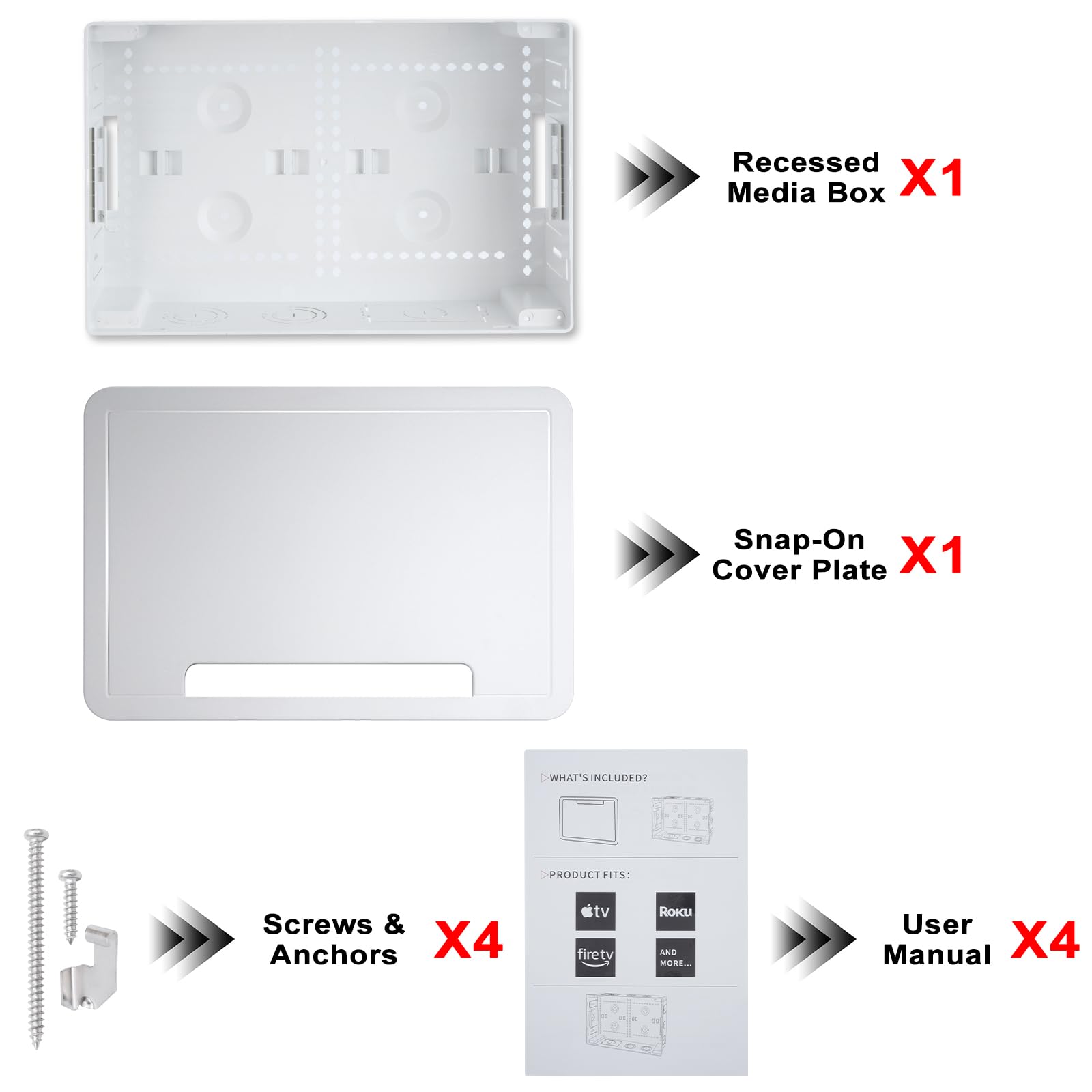 Kbiykuy 9 inch in-wall TV media box WiFi-friendly design preserves signal during streaming