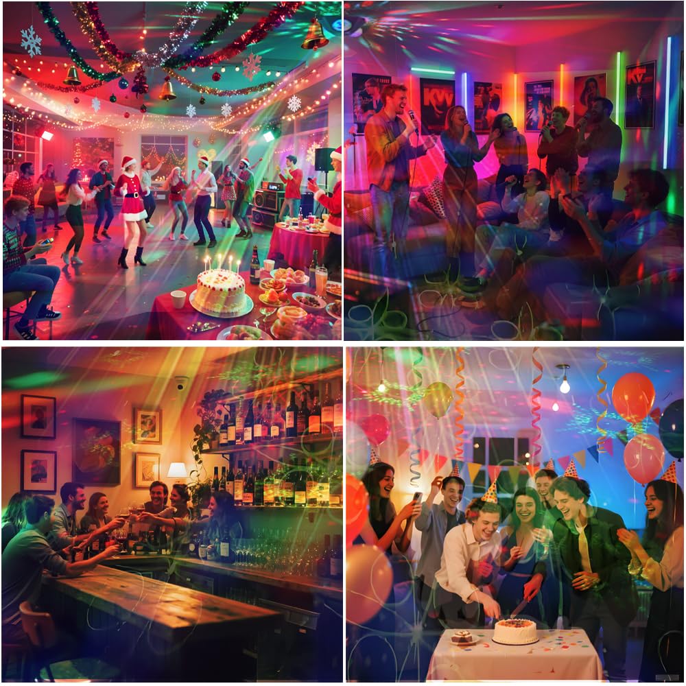 KBJ Disco Ball Party Lights in a venue demonstrate 720-degree coverage