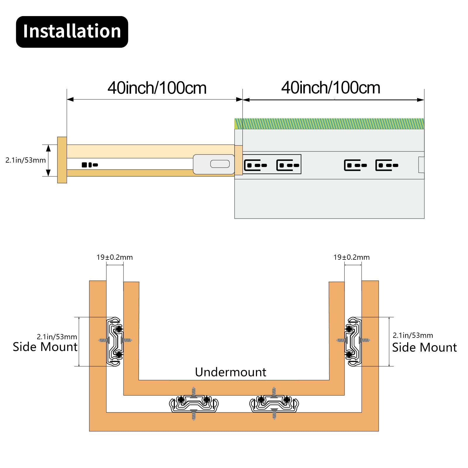 KCOLVSION 260 lb capacity per pair supports heavy drawers.