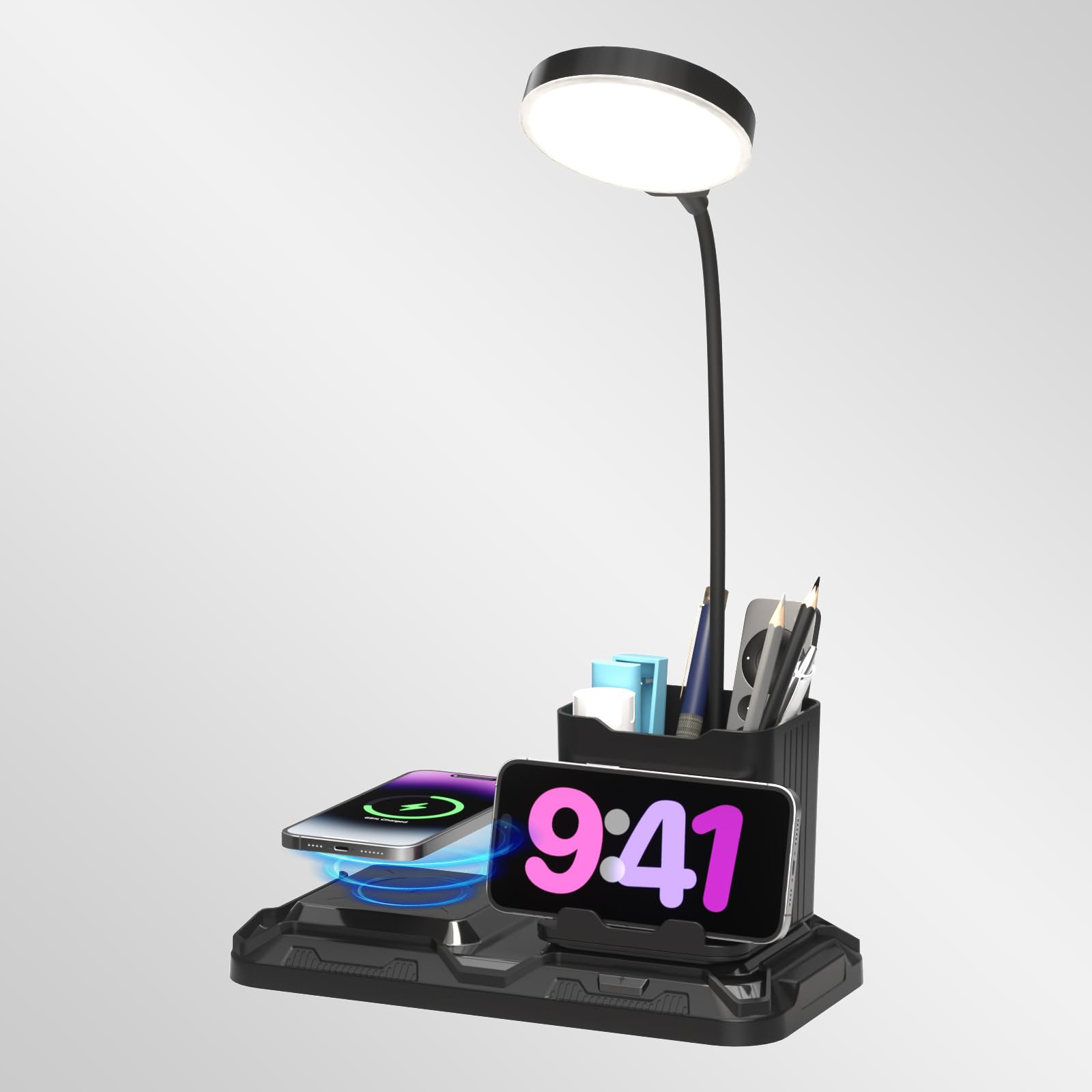 KDD 4-in-1 desk lamp with wireless charger for a tidy, powered workspace.