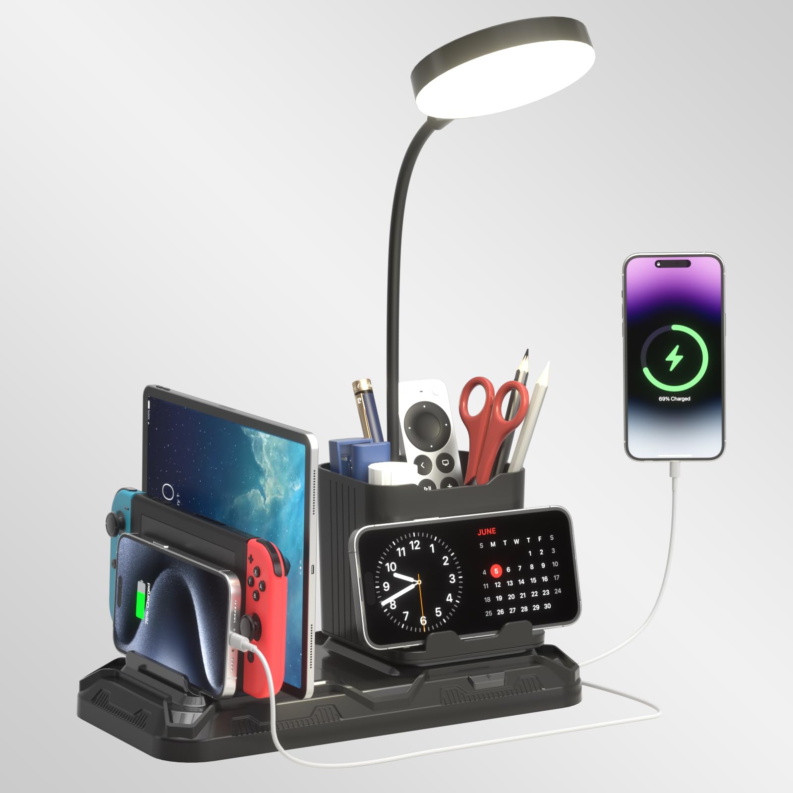KDD desk lamp with 360-degree gooseneck for precise lighting.