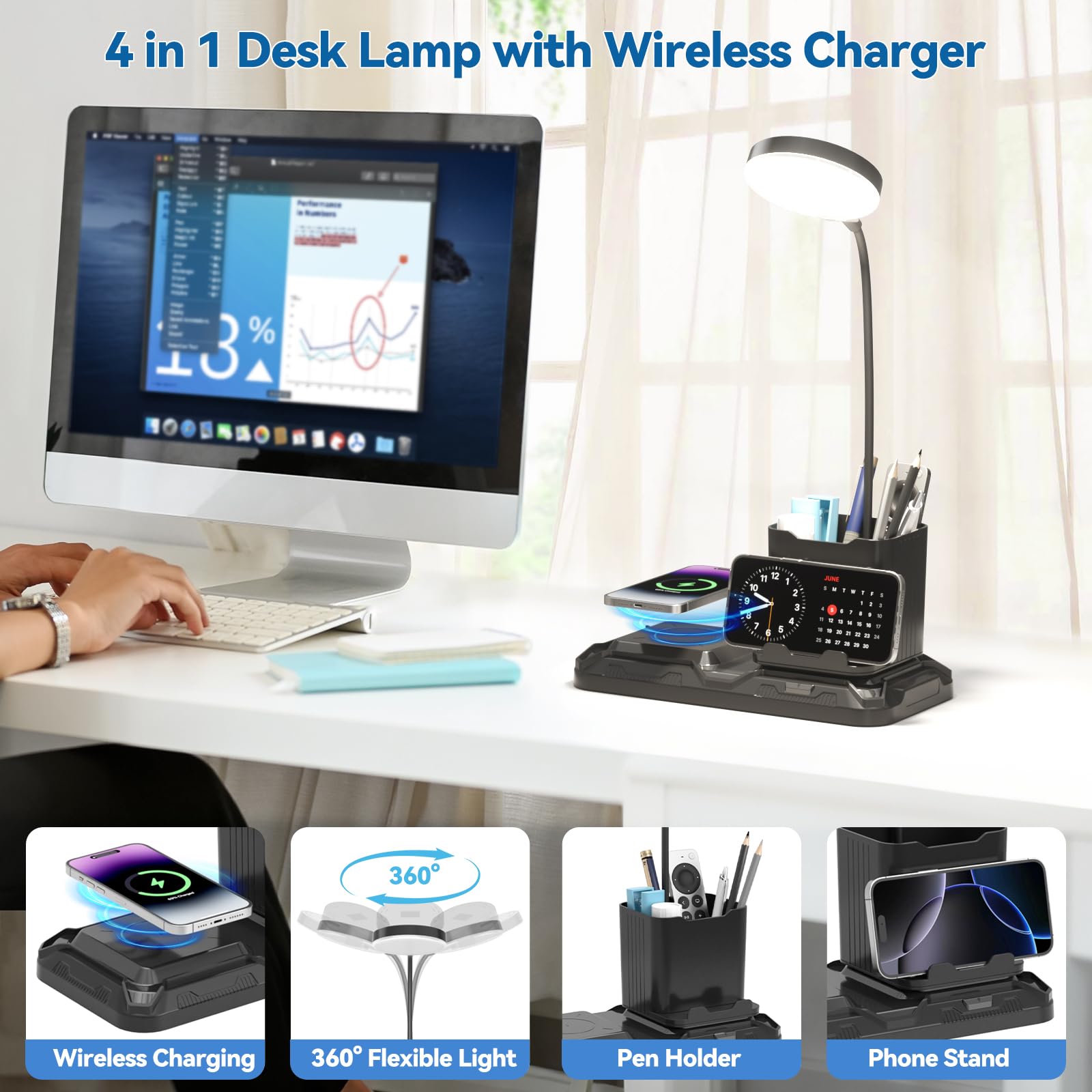 KDD dimmable white and warm light for focused work or relaxing evenings.