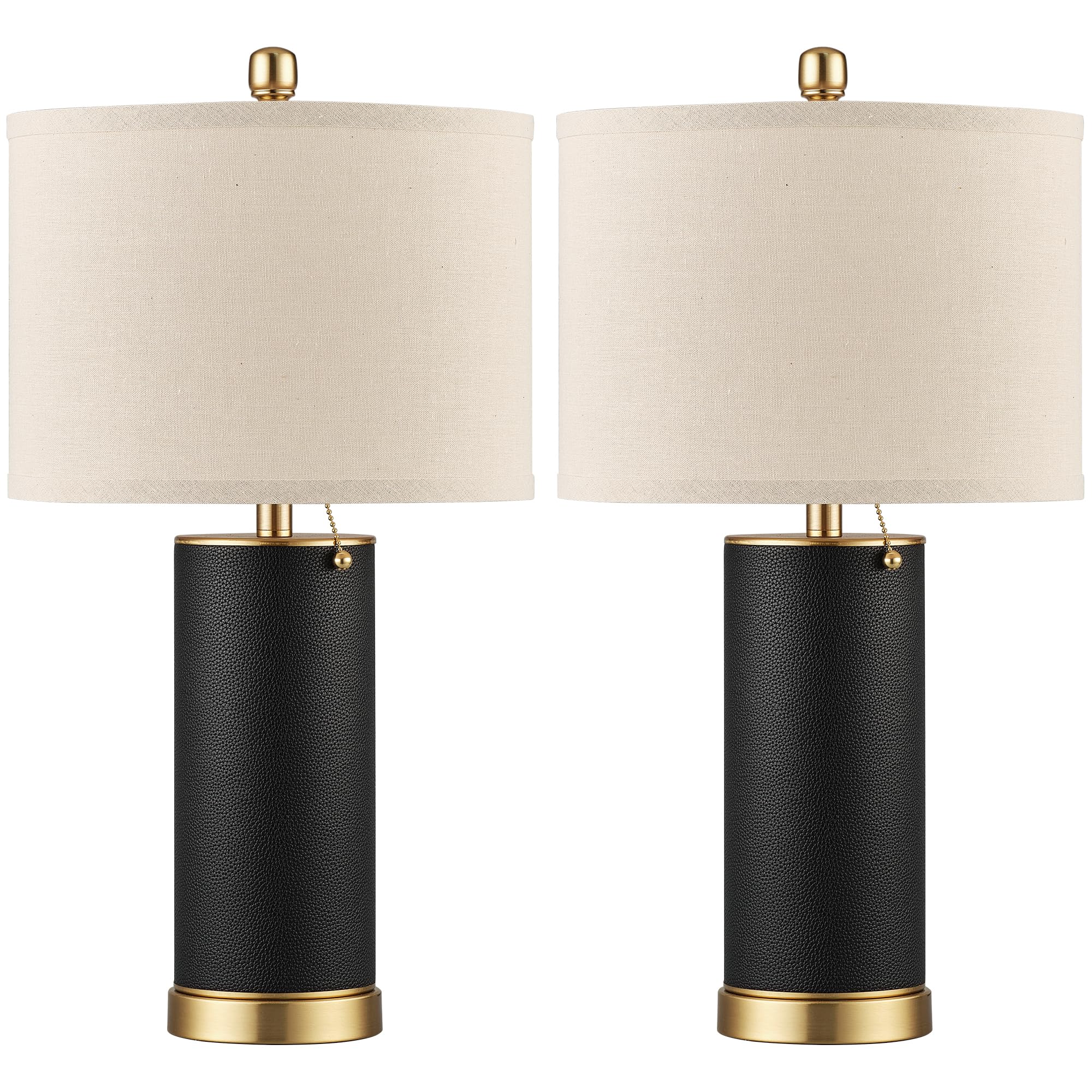 KDG 23.4 inch black PU leather table lamp base offers sturdy bedside lighting.