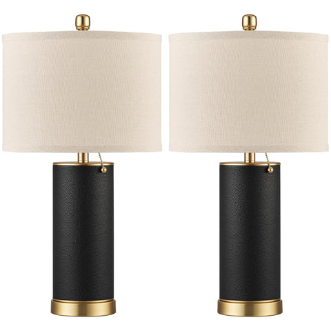 KDG 23.4 inch black PU leather table lamp base offers sturdy bedside lighting.