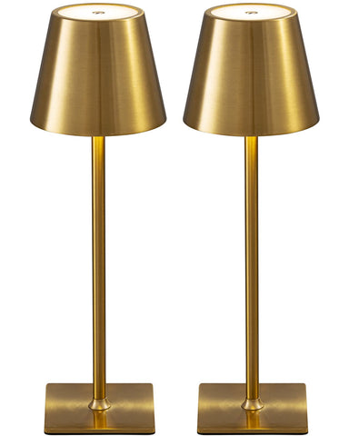 KDG 2 Pack cordless table lamp with gold metal base for modern desks