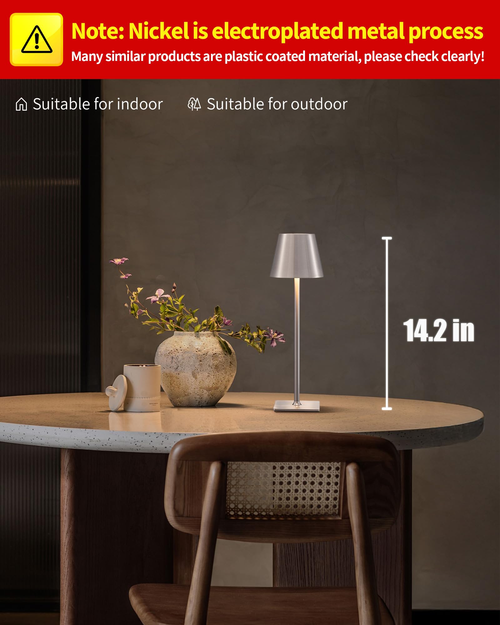 KDG battery-powered desk lamp on a compact base for easy placement