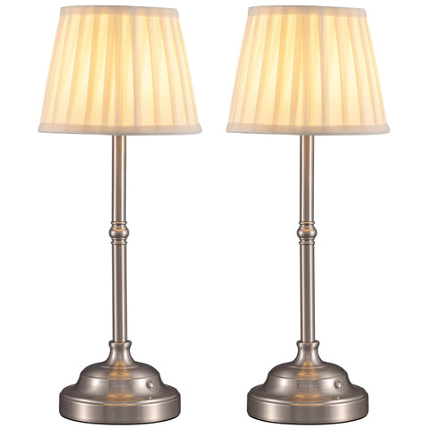 KDG cordless LED table lamp set in nickel angle view shows portable table lighting