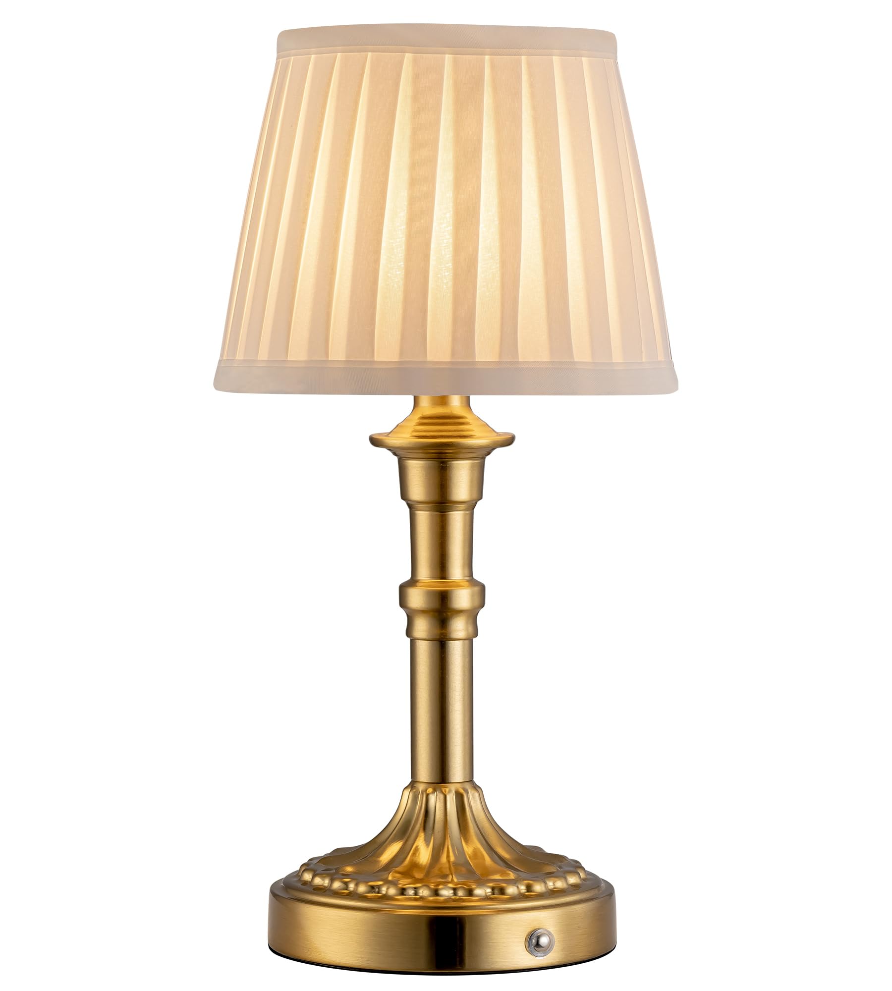 KDG cordless portable table lamp with bronze base for clutter-free placement.