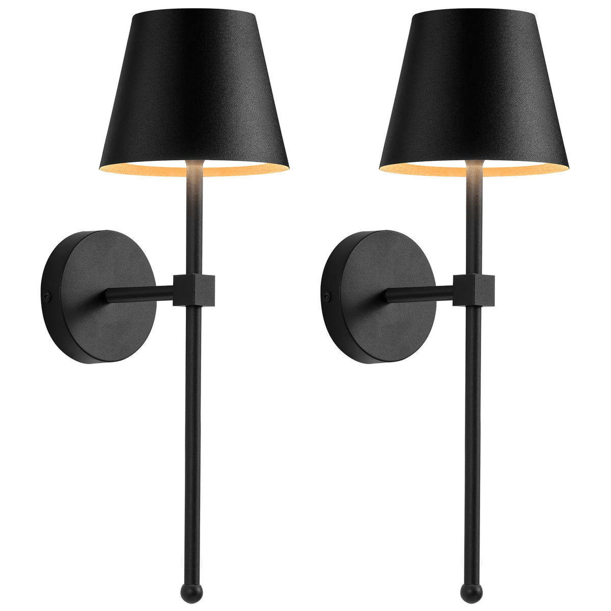 KDG cordless wall sconce set 2 with sleek black finish for versatile lighting.