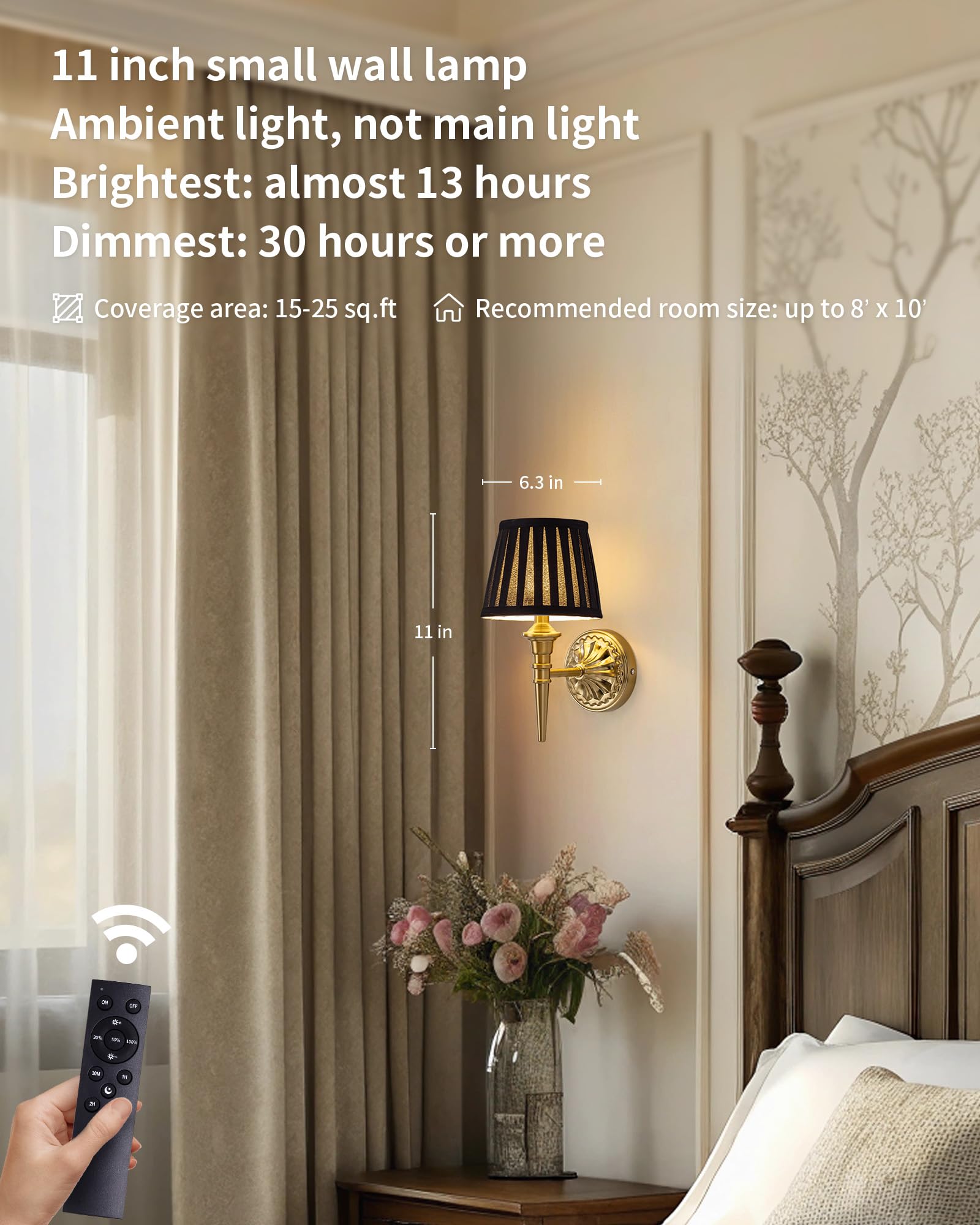 KDG cordless wall sconce on wall illustrates elegant bedroom lighting