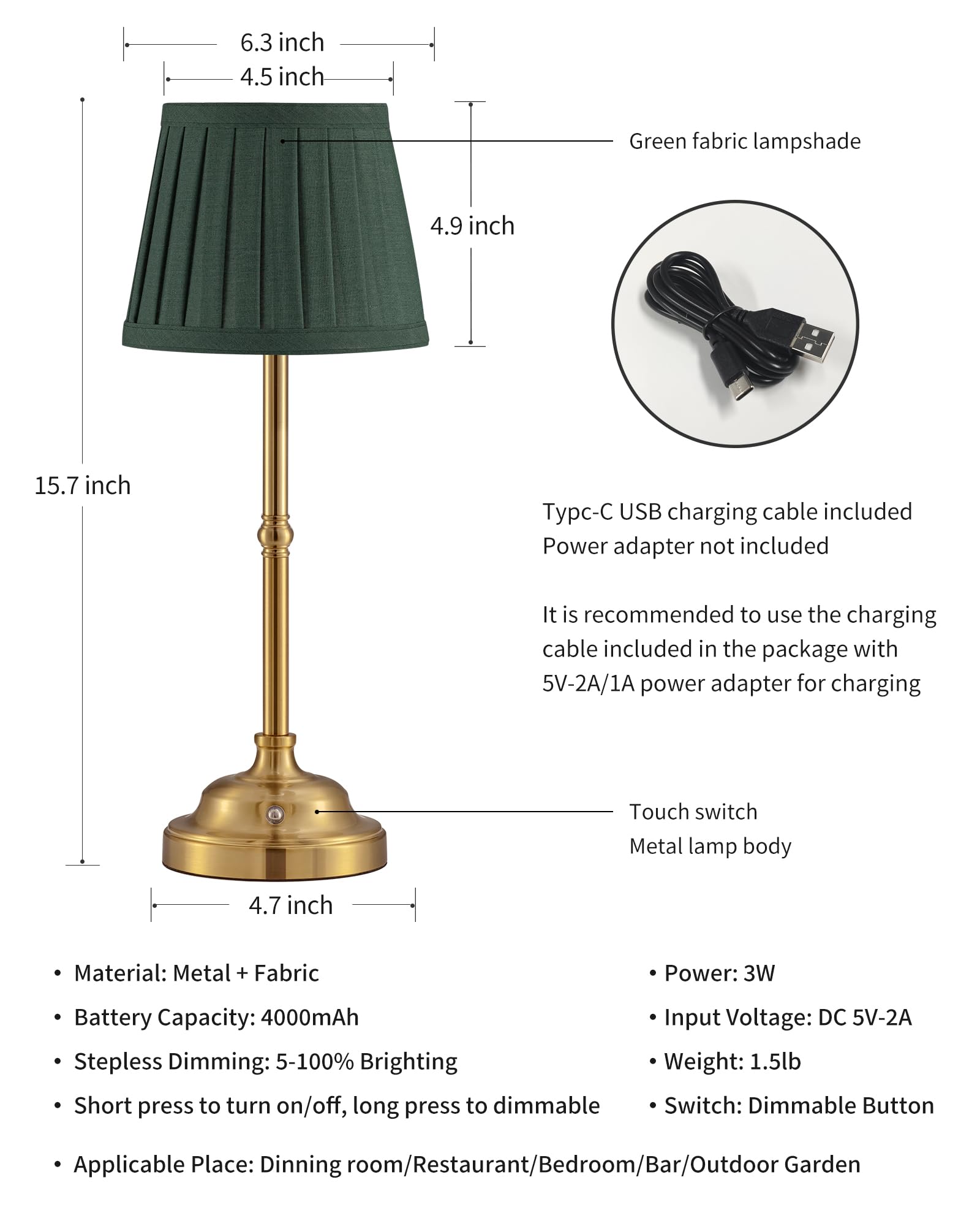 KDG metal body 15.7in height and 6.3in width, sturdy modern design