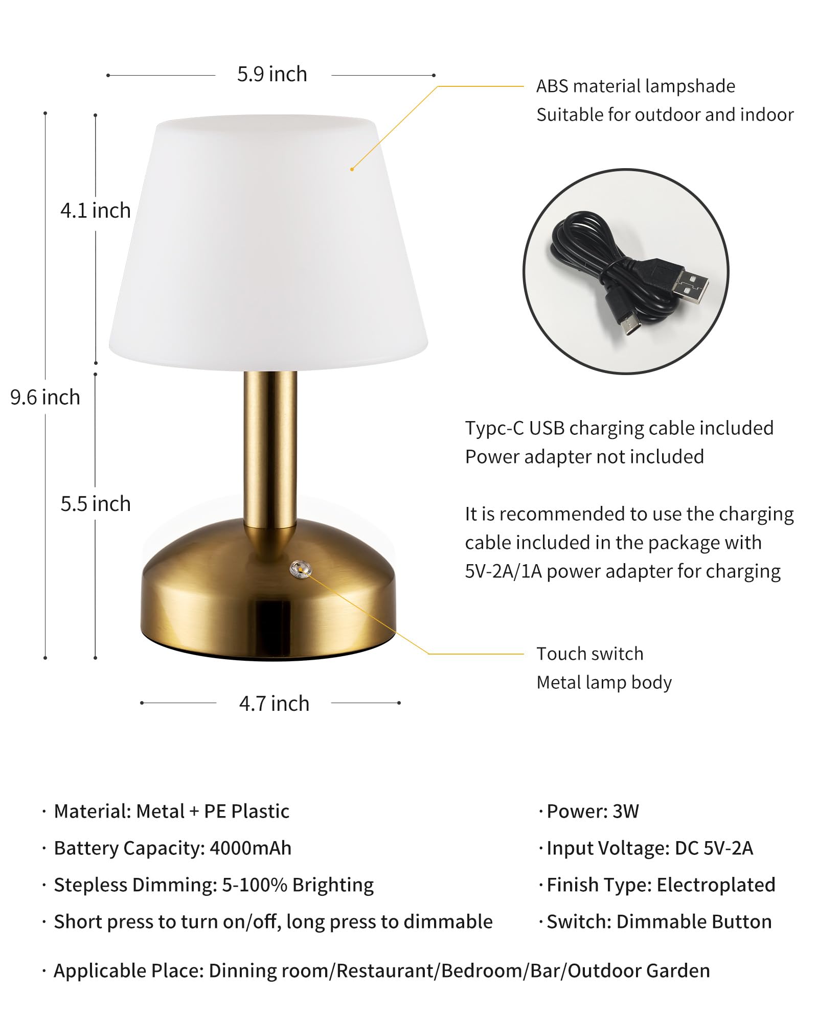 KDG metal body and PE lampshade deliver sturdy build and gentle light.