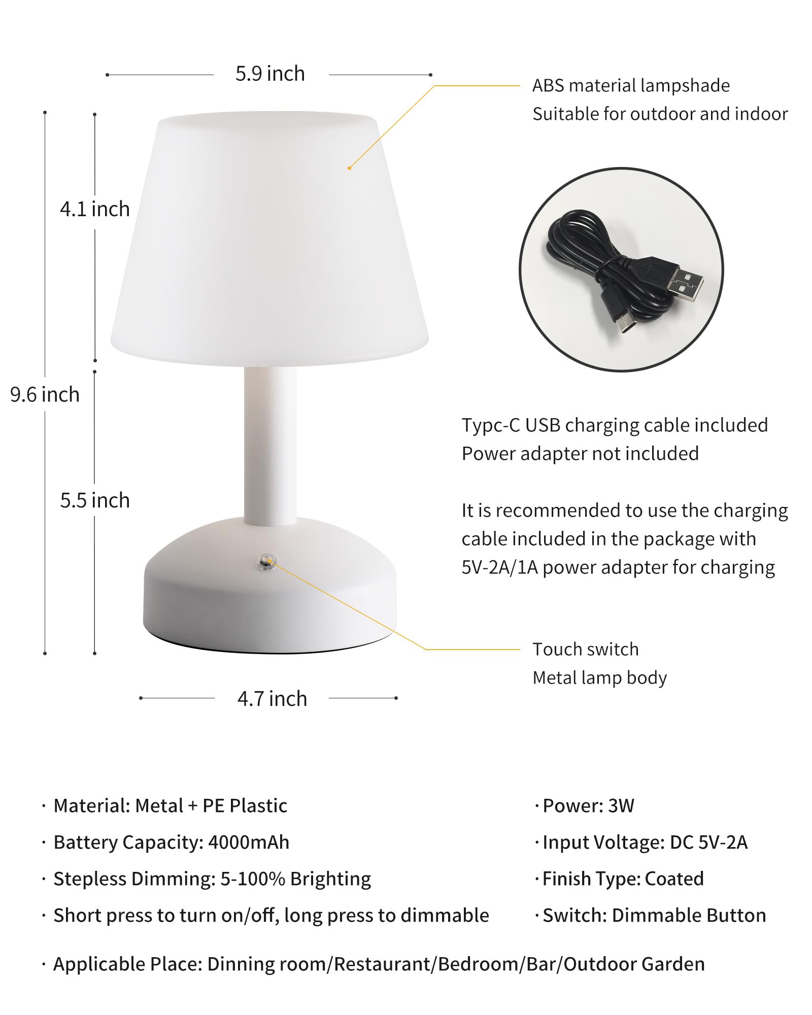 KDG lamp battery provides portable power for cordless indoor/outdoor use.