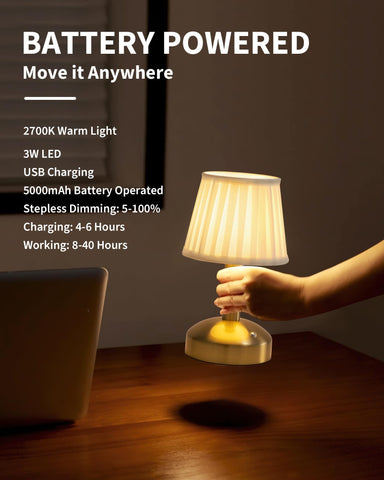 KDG cordless lamp shows built-in battery for cordless convenience