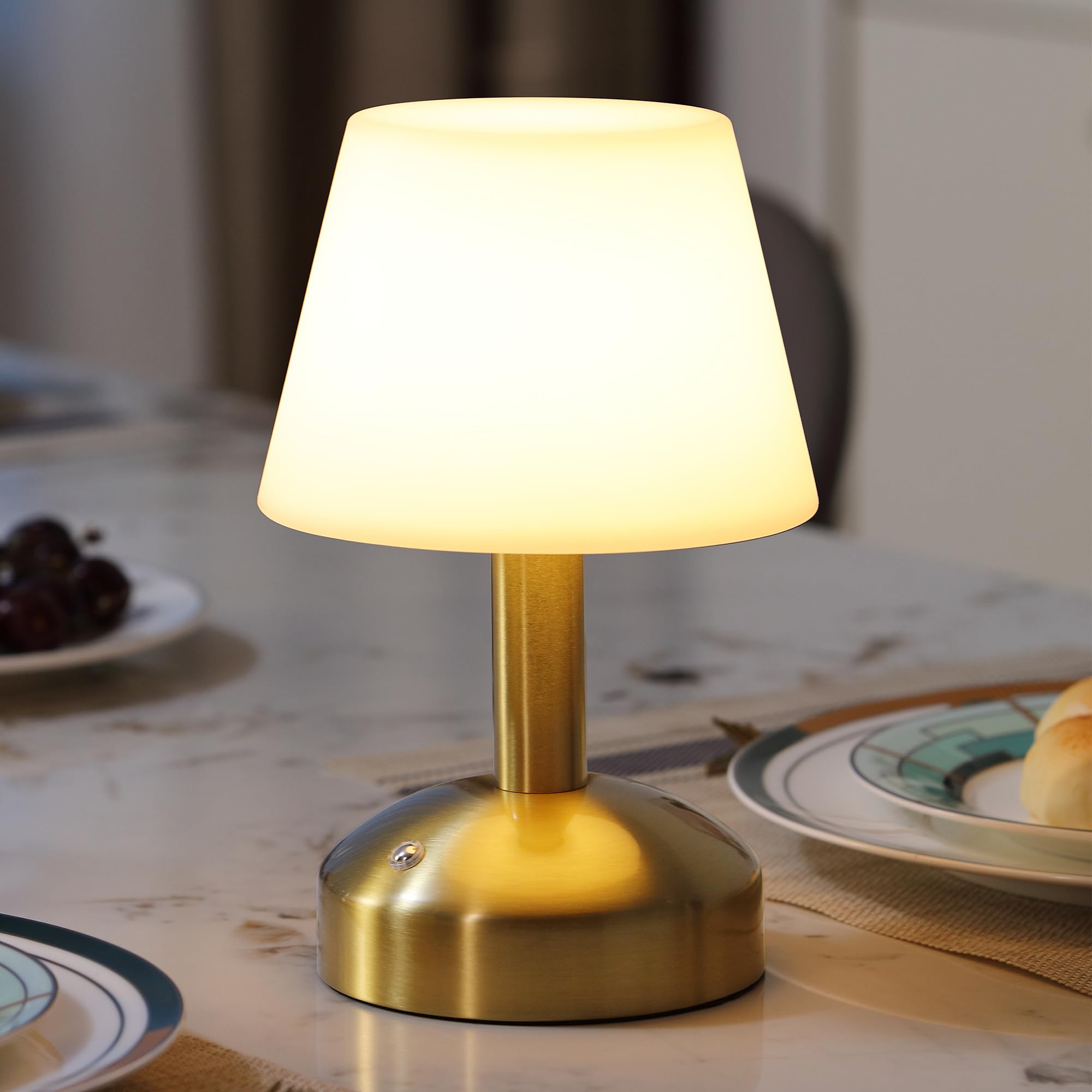 KDG modern cordless table lamp gold, angled desk view for portable lighting.