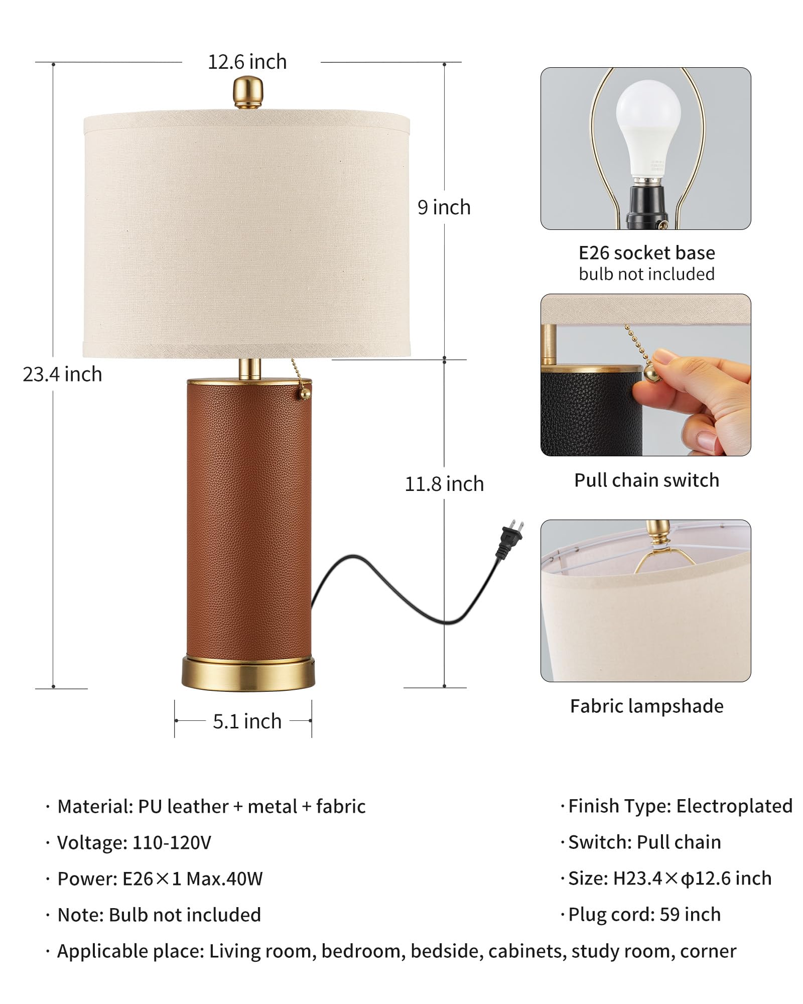 KDG table lamp pull cord switch for easy control