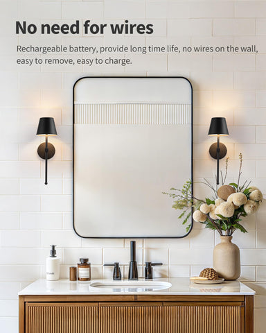 KDG cordless sconces run on a 5200mAh battery for dependable lighting.