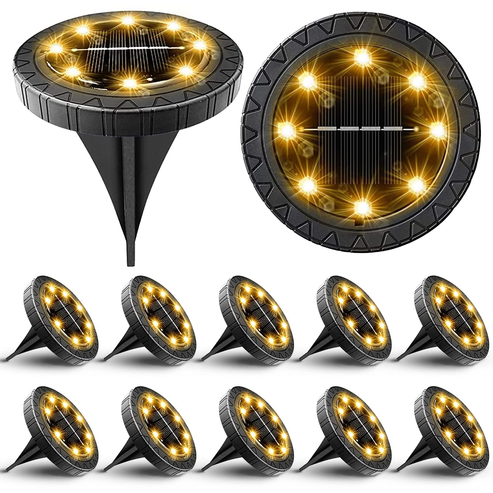 KDORRKU solar disk light brightens the pathway for safer night strolls.