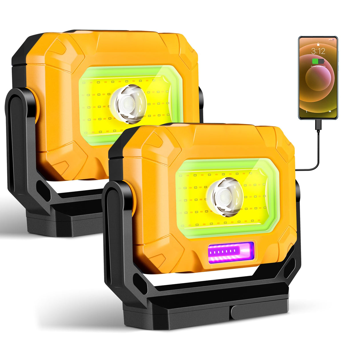 Keadeso magnetic work light in front view with bright 1500LM output for detailed repairs