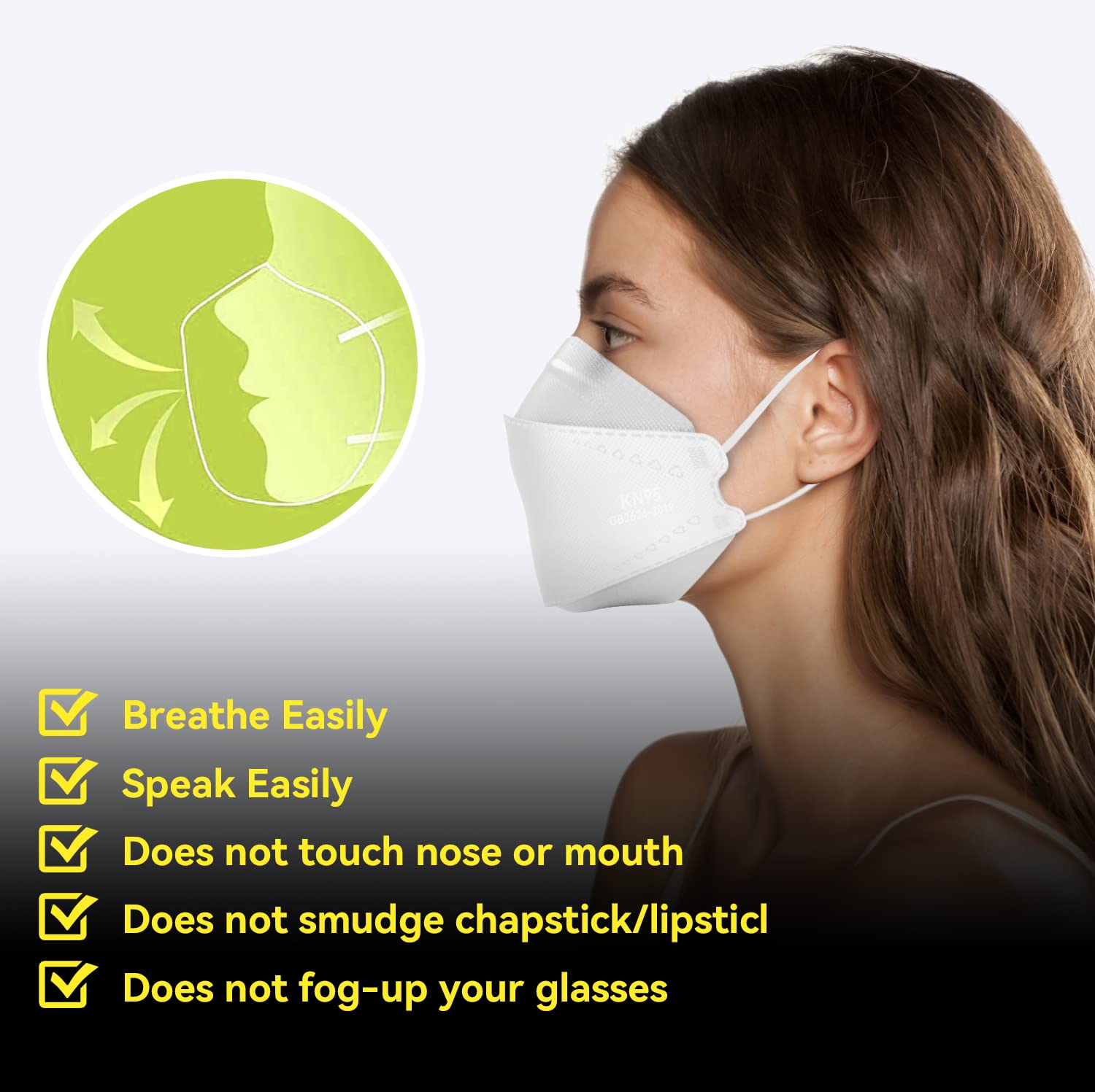 Keangs KN95 skin-friendly fabric minimizes irritation