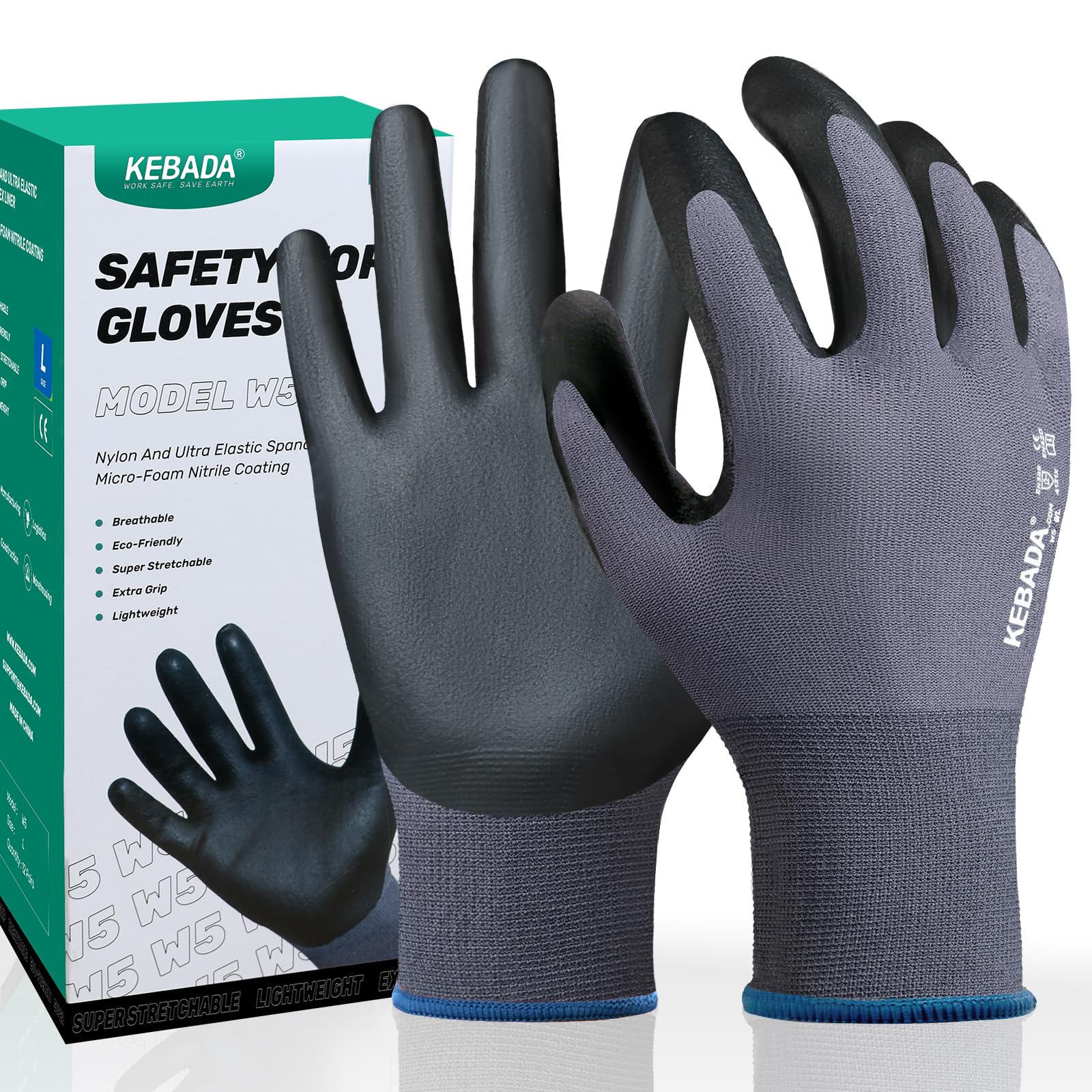 Kebada nitrile-coated glove with palm grip for precise handling