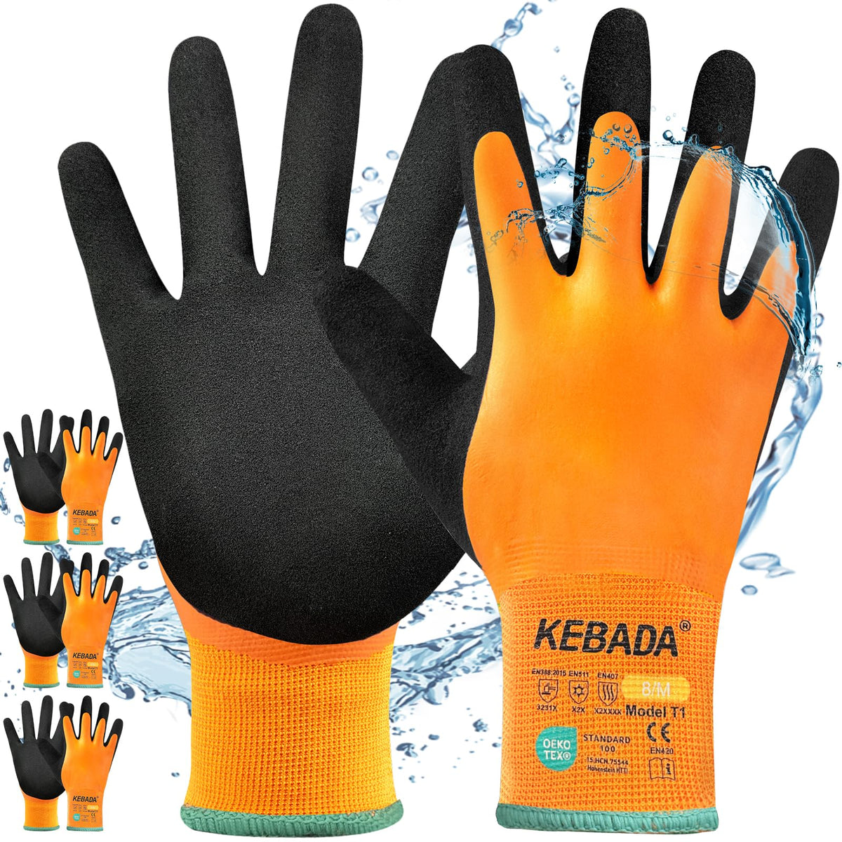 Kebada T1 waterproof gloves outer coating shields hands in cold outdoor work.
