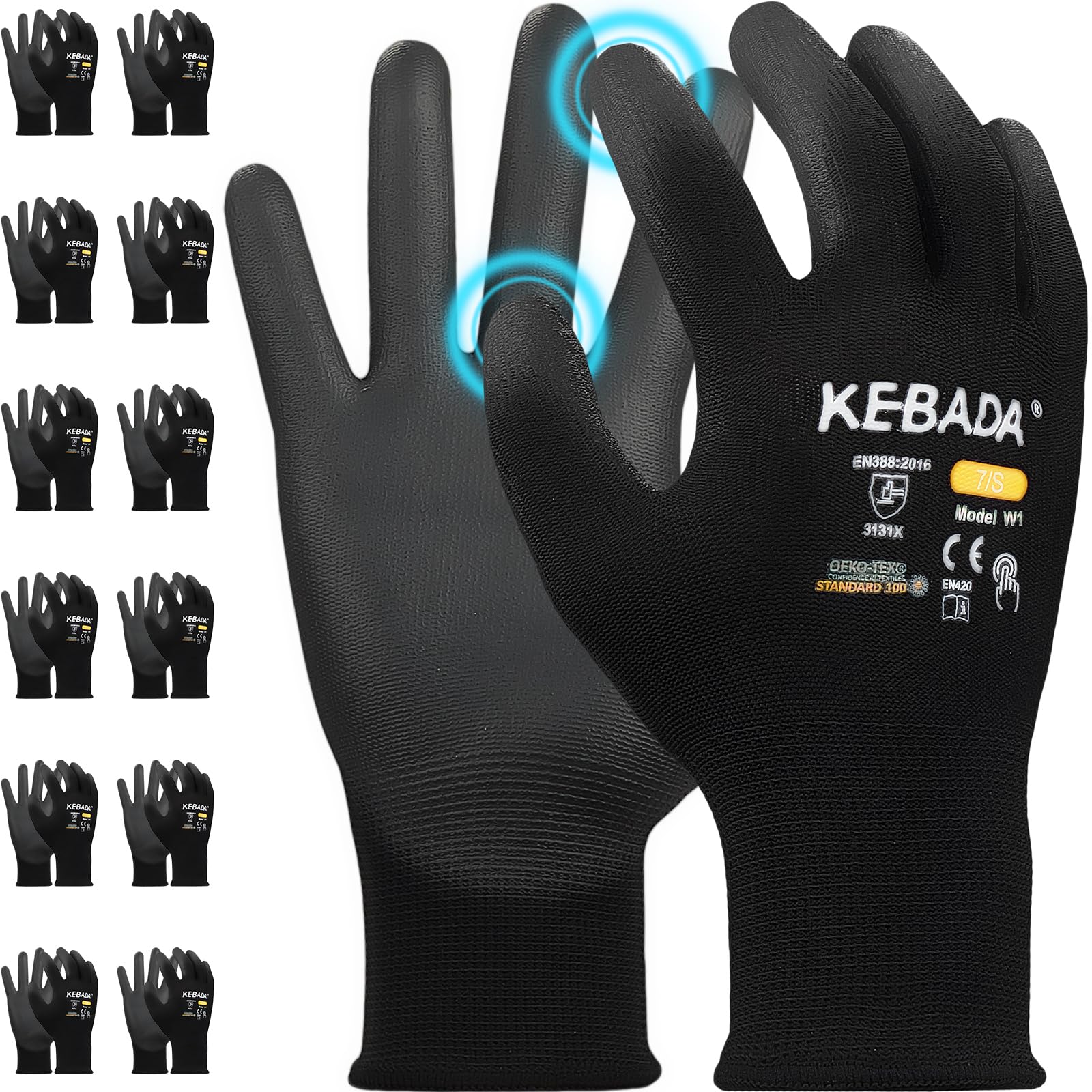 Kebada W1 gloves with PU-coated grip for secure handling on site.
