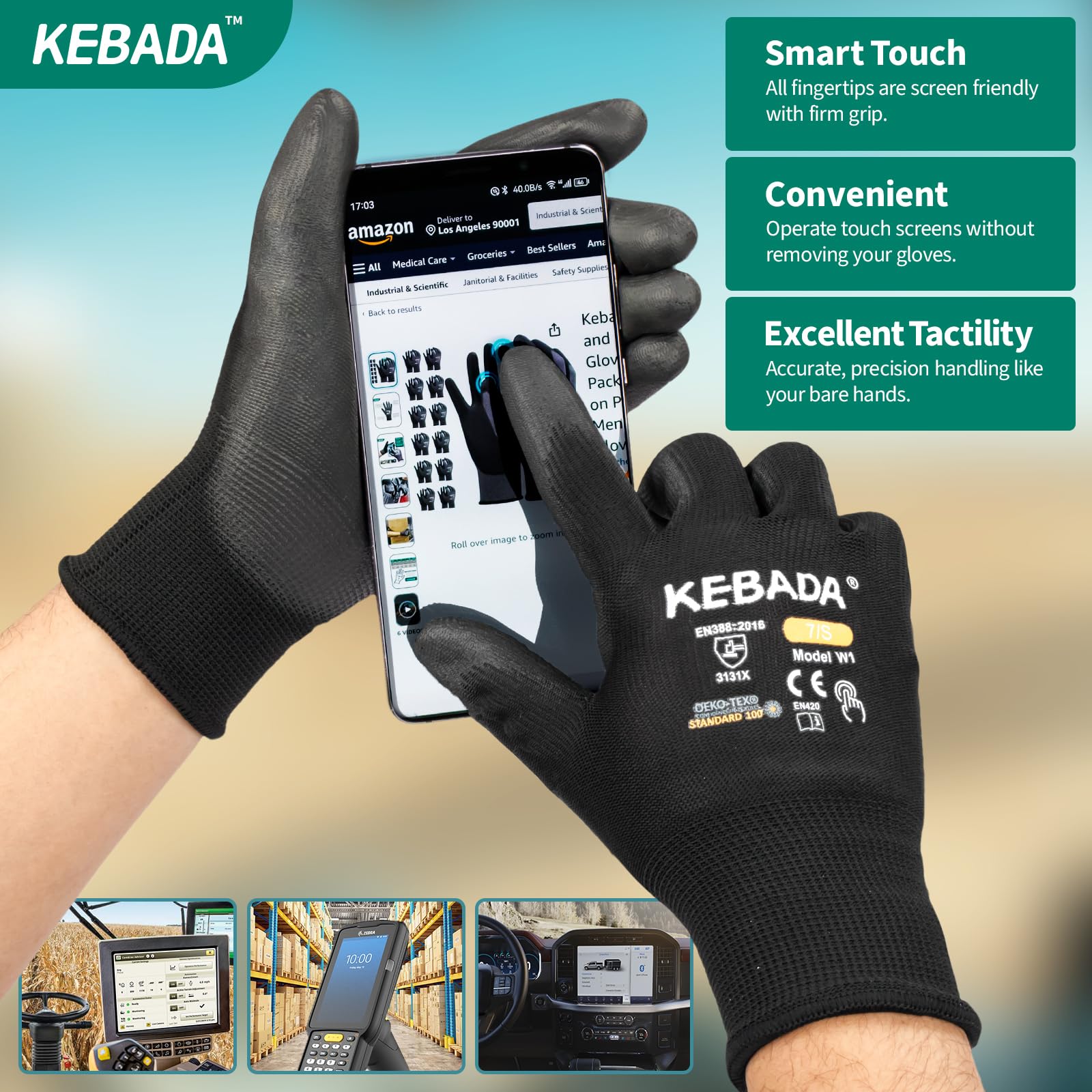 Kebada W1 touchscreen-friendly fingertips enable phone use without removal