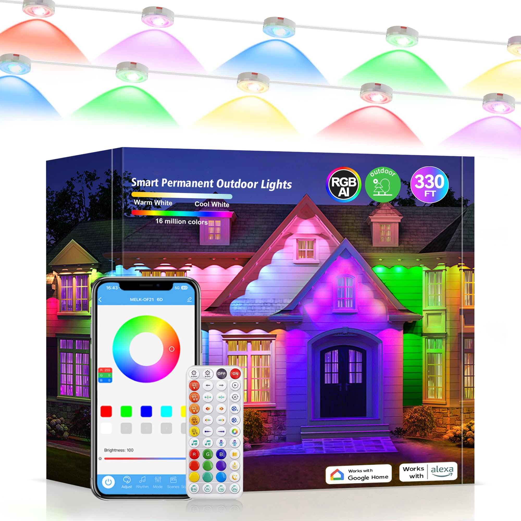 KDEEIE RGBIC outdoor lights with app control for customizable ambient lighting