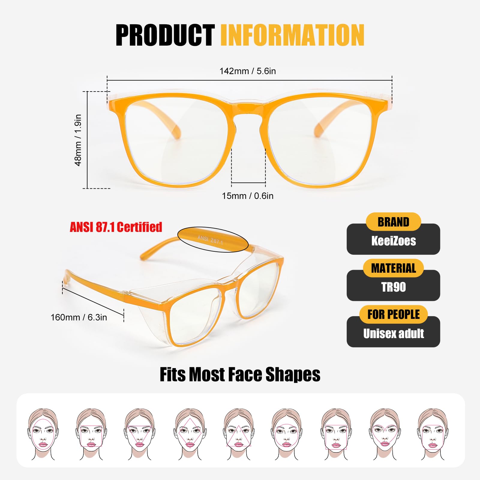 KeeiZoes safety glasses blue light filter reduces glare for long digital tasks